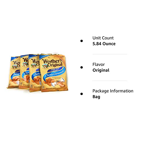 Werther's Chewy Caramels Candies Original Sugar Free, 1.46 Ounce Pack Of 4 #TOP1