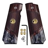 Cool Hand 1911 Wood Grips, Grips Gold Screws Included, Full Size (Government/Commander), Checker Diamond Cut or w/Patriotic US Logo or Honey Comb Texture, Ambi Safety Cut (Rosewood w/Black Pearl)