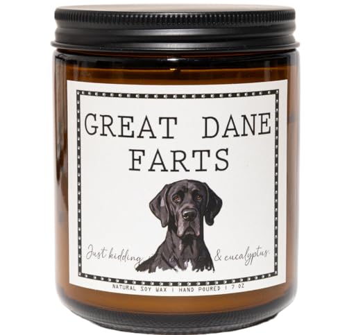 Smells Like Great Dane Farts Candle - Great Dane Gifts & Decor, Dog Mom Gifts for Women - Lavender & Eucalyptus Soy Wax Scented Candle, 50Hr Burn