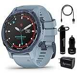 Garmin Descent Mk2S, Smaller-Sized Watch-Style Dive Computer with Wearable4U Power Pack Bundle (Mineral Blue with Silicone Band)