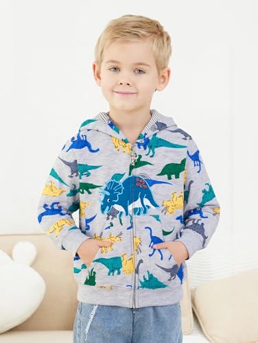 Image of Boys Toddler Zip Up Hoodie Kids Fall Winter Jacket Cute Sweatshirt With Hood 2-7 Years Old