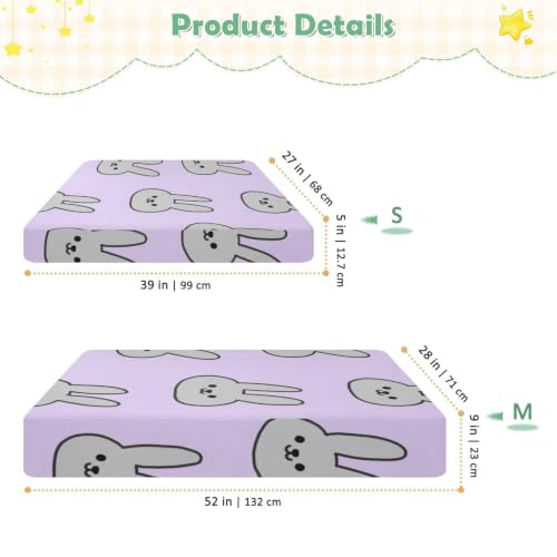 Parure de lit bébé imperméable violette motif lapin pour de douces nuits - 4