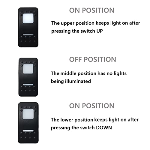 Image of Waterproof White Led 7P ON-Off-ON DPDT Rocker Switch with Jumper Wire Set for Marine Vehicle Yacht RV Camper UTV ATV Dashboard IP66 12V 20A /24V 10A