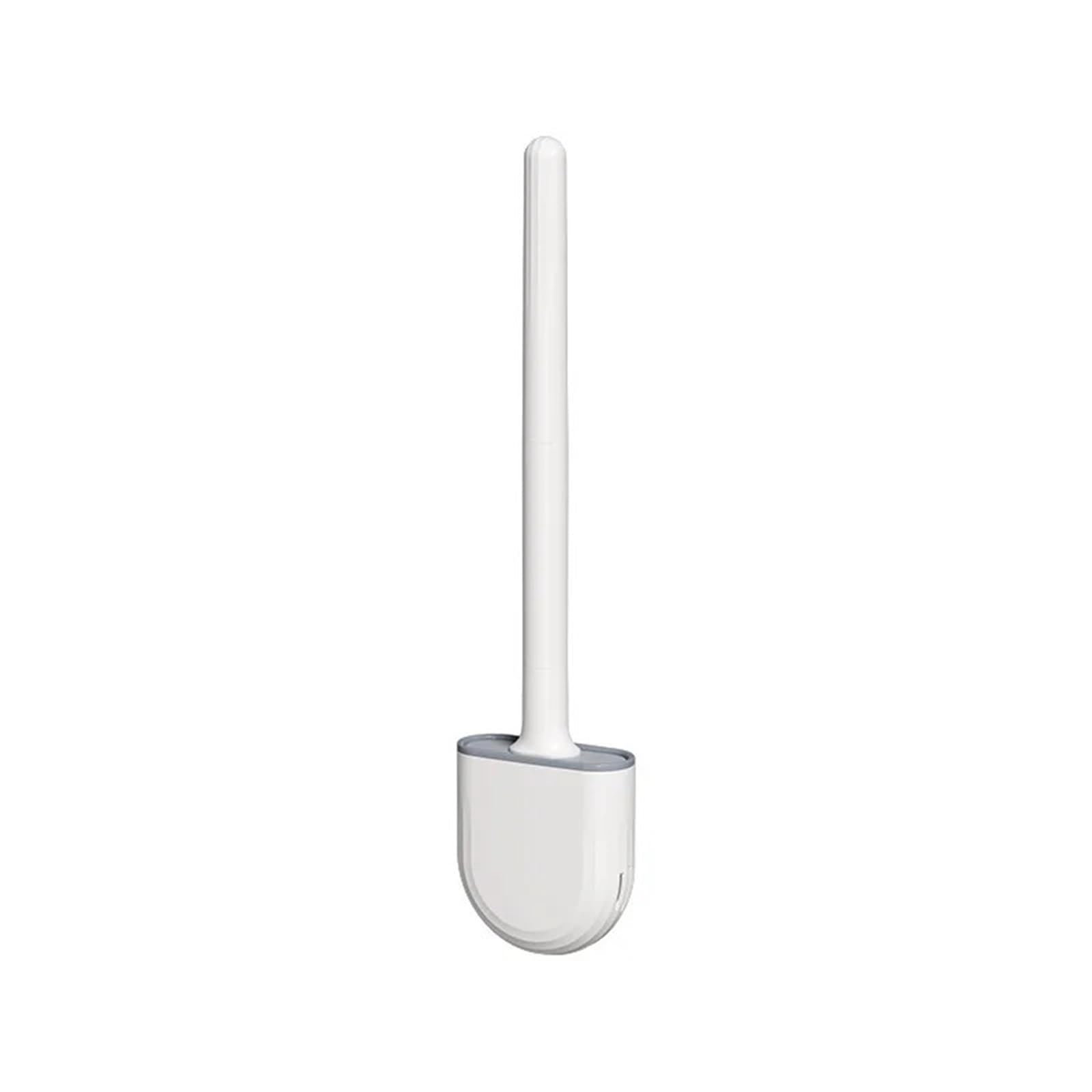 Brosse de toilette silicone blanche avec support mural compact pour WC