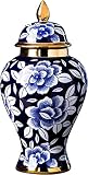 AADECOR Ceramic Jars,Tea Jar,Chinese Style Storage Jars,Blue and White Ginger Jar Decorative Jars wi