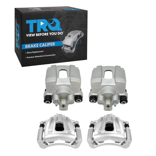 Image of TRQ Front and Rear Brake Caliper Set Zinc Coated Brackets Compatible with 2003-2007 Jeep Liberty