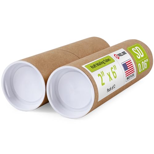 Versandrollen aus verstärktem Kraftpapier, 5,1 x 15,2 cm, 2 Röhren mit je 2 Kappen, USPS-zugelassene Posterröhre, hergestellt in den USA, Kartonröhre für Versand und Aufbewahrung von Postern, Drucken,