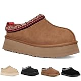 Hoaeiewds Fashion Platform Slippers for Kids Casual Outdoor Non Slip Fuzzy Mini Boots Girl Boys Comfortable Toddler Warm Indoor Plush Slippers Big Kid Little Kid(Brown-36)