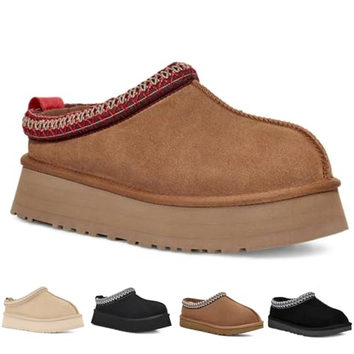 Hoaeiewds Fashion Platform Slippers for Kids Casual Outdoor Non Slip Fuzzy Mini Boots Girl Boys Comfortable Toddler Warm Indoor Plush Slippers Big Kid Little Kid(Brown-36)