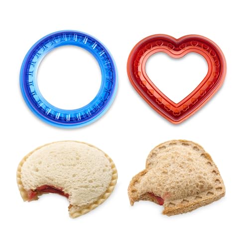 HIC Kitchen Un-Crusted Pocket Sandwich Makers, Heart and Circle, Set of 2 Fun Shapes
