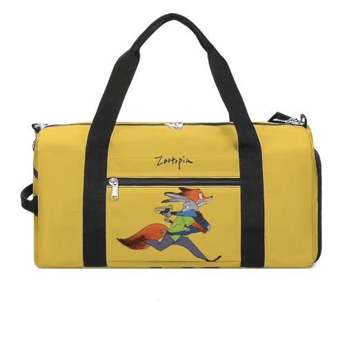 スポーツバッグ ズートピア ニック･ワイルド旅行カバン ボストンバッグ 肩掛けバック Duffel Bag 靴収納 乾湿分離 大容量 一泊二日 出張 修学 機内持込 メンズ レディース