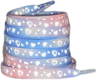 Decoendiy 6Pairs Stars Gradient Shoelaces for Sneakers,Heart Printed Flat Shoelaces,for Hoodies Pants Boots 120cm/47.2inch