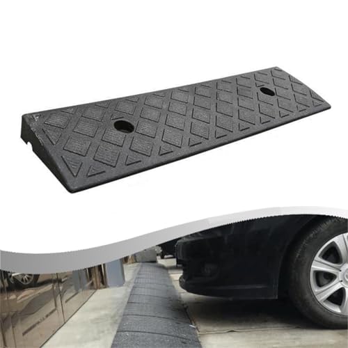 Rubber Threshold Ramp 500X130mm, Heavy-Duty PE Non-Slip Curb Ramp For Cars/Wheelchairs/Scooters, 30Mm Height Black Grid Design, Weatherproof Transition Ramp For Doorways/Garages(Black)