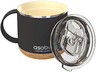 asobu Infinite Stainless Steel Insulated Coffee Mug with Inner Ceramic Coating and Cork Coaster