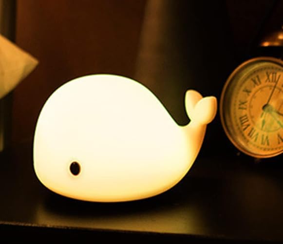 Image of LEDHOLYT Kids Cute Dolphin Night Light - Silicone Nursery Lamp for Baby and Toddler, Animal Squishy Lamp for Boys and Girls Bedroom