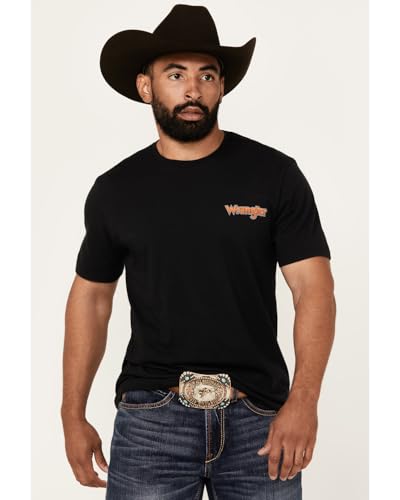 Wrangler Men's Boot Barn Bucking Cowboy Short Sleeve Graphic T-Shirt Black US2