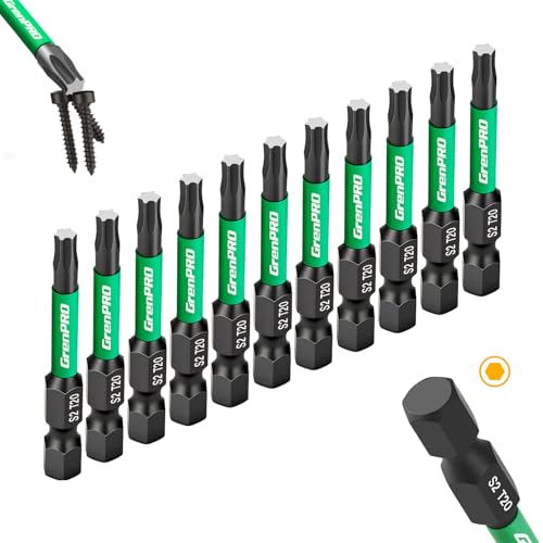 GRENPRO 2 T20 Impact Torx Bits 11-Pack 1/4 Hex Shank S2 Steel Magnetic Star Screwdriver Bits CNC Machined Tips Magnetic Power Bits with Storage Box