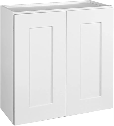 Miniatura 20 de Brookings Shaker - Gabinete de cocina de pared no ensamblado W2730, 27"" x 12"" x 30"", pintado en blanco con Sherwin Williams®, madera maciza –