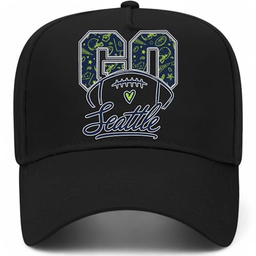 Go Seattle Hat | Premium Adjustable Snapback Baseball Trucker Hats for Men & Women (US, Alpha, One Size, Black)