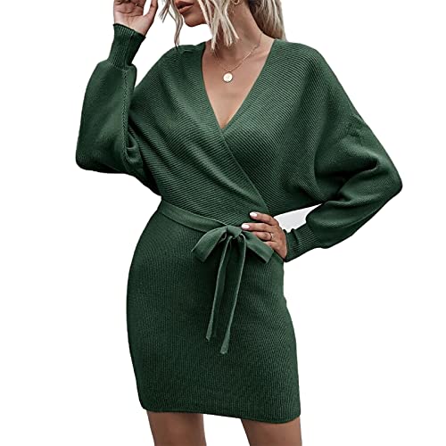 Robe longue d'automne en maille côtelée col rond pour femme