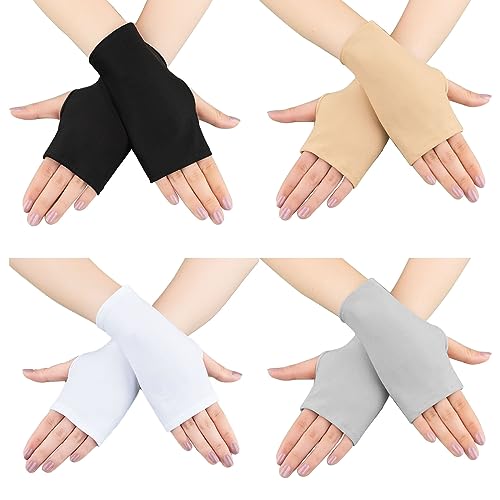 KAYEF 4 paires de gants de protection solaire doigts ouverts Gants femmes doigts ouverts gants UV Gants poignet légers doigts ouverts gants antidérapants protection solaire conduite voiture extérieur