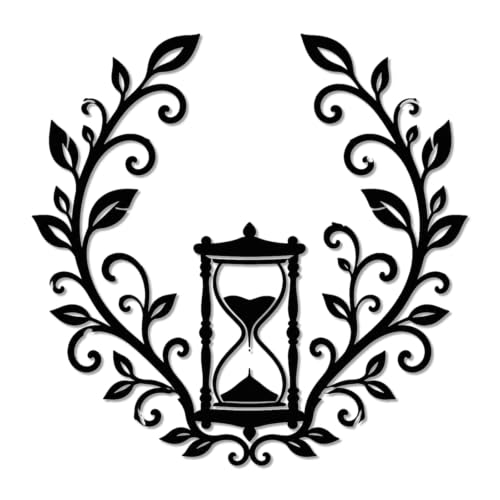 Hourglass and Floral Wreath Metal Wall Art WallArt Decor Metal