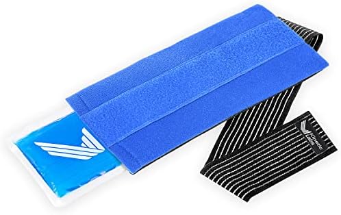Ice Pack Wrap with Elastic Strap by Kinetic Labs - Hot Cold Gel Pack for Injuries - Reusable Ice Pack for Neck Foot Ankle Head Wrist Leg Shoulder Arm Thigh Knee Surgery (Regular Ice Wrap)