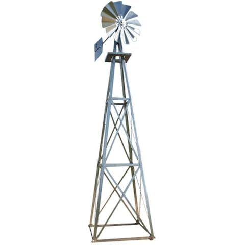 Outdoor Water Solutions Decorative Backyard Windmill | Durable Weather Resistant Four-Legged Tower | Perfect for Lawn and Garden Decor… (Galvanized, 11ft. 6in.) Cover