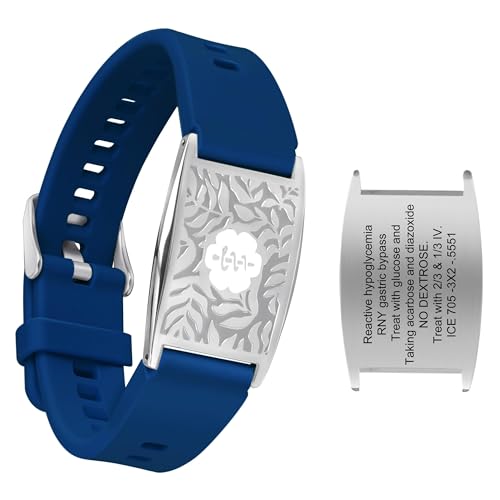 BURISSKY Personalized Medical Alert Bracelets for Women & Men with Free Engraving, Adjustable Waterproof Wristband Emergency Medic ID Silicone Band