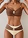 Eomenie Bikini Sets for Women Color Block Two Piece Bathing Suit V Neck Tie Back Swimsuit