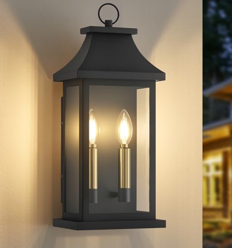 Image of 22'' Large Outdoor Light Fixture, 1 Pack Modern Black Exterior Wall Lantern