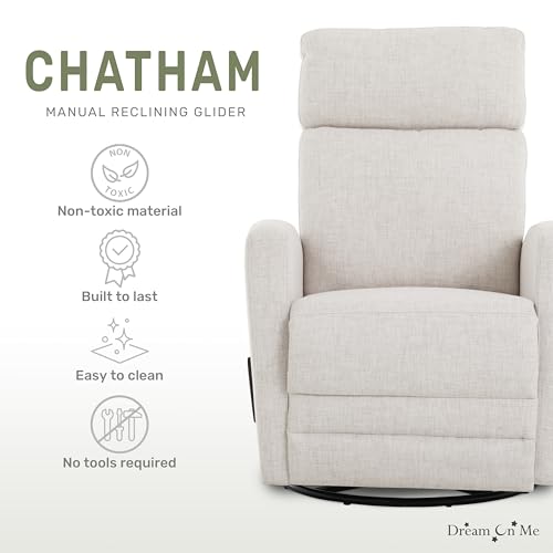 dream on me chatham basic nursery rocking glider in ecru 360 swivel motion fsc certified greenguard gold amp jpma certified nursery glider three rocking modes nursery glider recliner