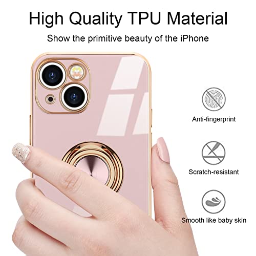 Urarssa for iPhone 13 Case Magnetic Ring Holder 360 Degree with Rotation Finger Car Holder Shockproof Case Cover for iPhone 13 6.3-inch, Purple - Image 2