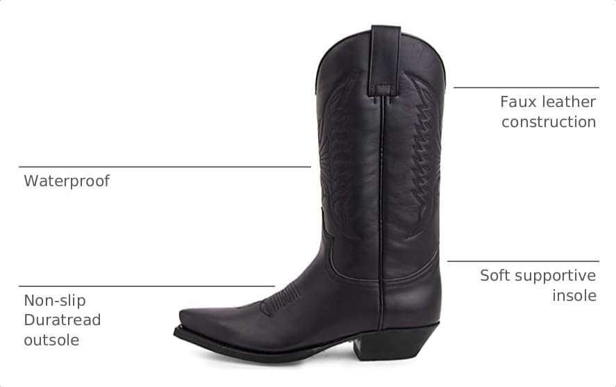 Image of CHUUMEE Men's Fashion Pointed Toe High Heel Embroidered Durable Western Work Cowboy Boots