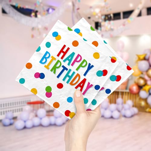 Gatherfun Happy Birthday Decorations: Kids' Birthday Party Supplies With Dots Design - Includes Happy Birthday Plates And Napkins thumb #4