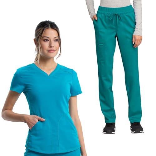 Ensemble d'infirmière Cherokee liberté de mouvement haut col V et pantalon fuselé