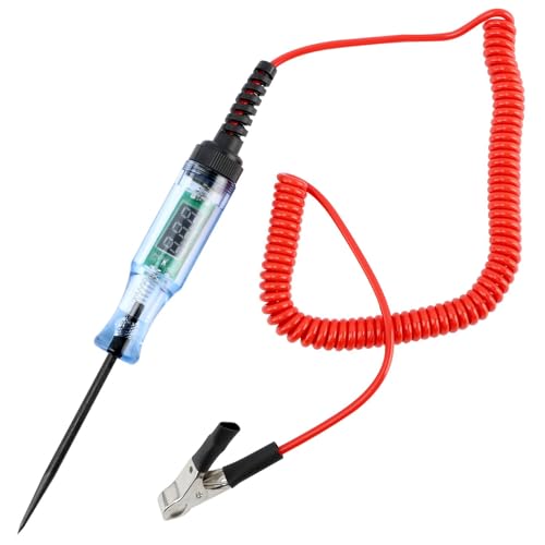 Automotive Test Light with 3-48V LED Digital Display, Auto Bidirectional Voltage Tester with Extended Spring Wire and Probe, Vehicle Circuits Low Voltage Light Test Pen