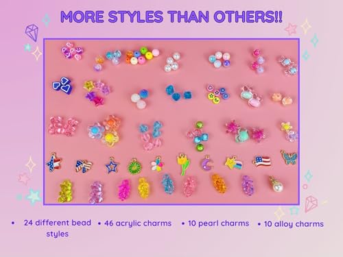 Donchi Little Darling Gems - Bracelet Making Kit - Jewelry Making Kit - Friendship Bracelet Kit - Bracelets Beads - 2 Bead Kits Cases - 1 Charm Case - Maker Table -Elastic, Waxed Thread & Storage Bag by Donchi - Image 3