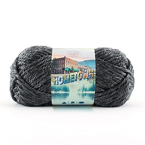 Image of Lion Brand Yarn Hometown Yarn, Super-Bulky Yarn for Knitting, Crocheting, and Crafting, 1 Pack, Chicago Charcoal | Super Bulky Acrylic Fiber for Warm Crochet Blankets, Knit Winter Hats, Chunky Cardigans, Soft Scarves, Weaving