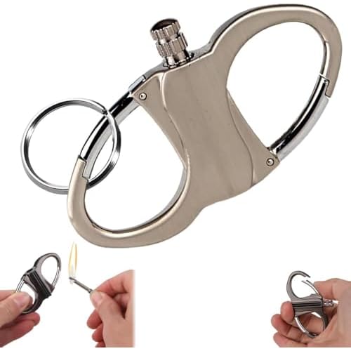 Rubyonly Schlüsselanhänger-Feuerzeug，Keychain Lighter，Permanent Match Lighter, Forever Match Infinity Kerosene Refillable Lighters for Outdoor Camping Emergency Fire Starters Kit (Silber)