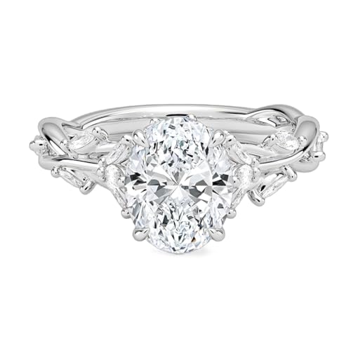 2-4 Carat Oval Cut Moissanite Engagement Rings for Women D Color VVS1 Clarity Moissanite Rings Customizable 10K Gold/14K Gold/18K Gold/Promise Rings for Her Free Engraving