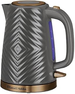 Russell Hobbs 26382 Groove Electric Kettle, Textured Fast Boil Energy Efficient Cordless Kettle with Perfect Pour, 1.7 Litre, 3000 Watts, Grey