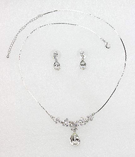 Image of Faship Gorgeous Rhinestone Crystal Floral Necklace Earrings Set