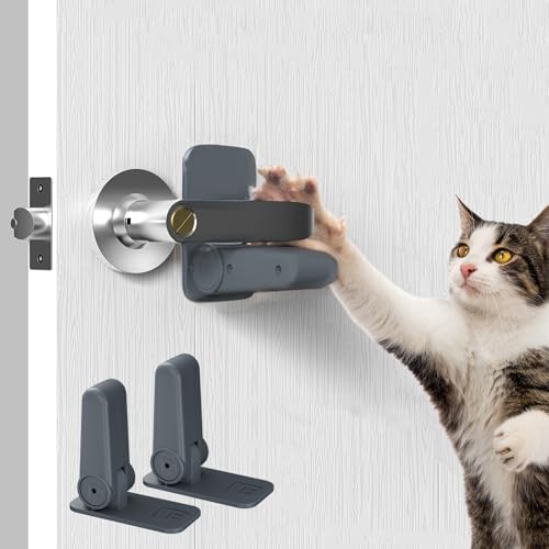 ZEWZE 2 Pezzi Blocca Porta di Sicurezza per Bambini e Animali-Serratura per Maniglia con Blocco a Leva, Adesivo 3M, Installazione Facile, Ideale per Casa, Ufficio (Grigio)