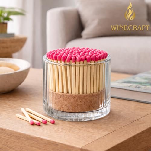 Image of 150 Count | 2 inch Pink Matches | Strikers Included | Color Tip Wooden Match | Refill for Matchstick Jars, Candle Display, Holders & Bottles | 2 in inches Long