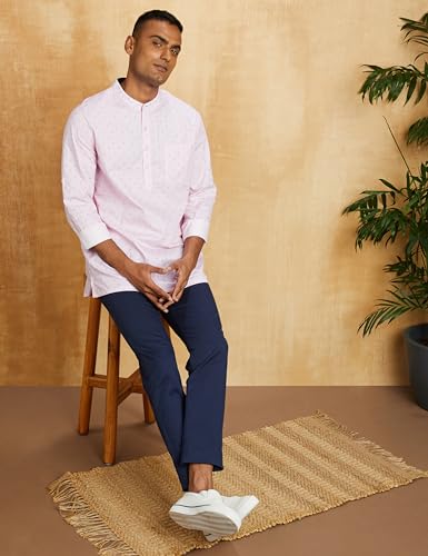 Image of Amazon Brand - Symbol Men's Cotton Printed Short Kurta (Regular Fit)