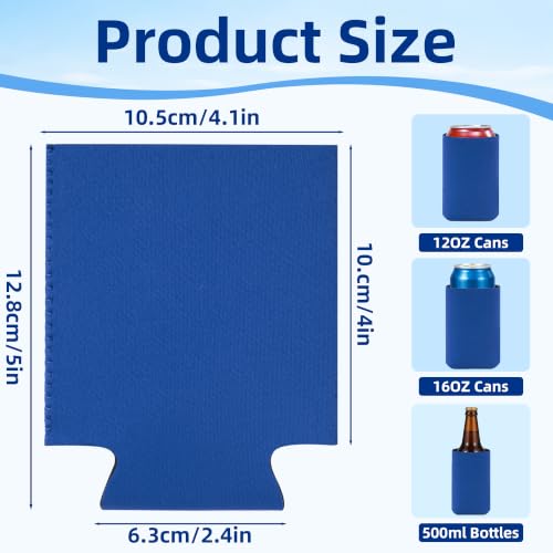 LUCKIPLUS Blank Neoprene Beer Can Coolers Sleeves 50 Pack, Blue Insulated Drink Holder Collapsible Can Sleeve for Beer Soda Water Bottles Party Wedding DIY Custom by LUCKIPLUS - Used condition - Image 2