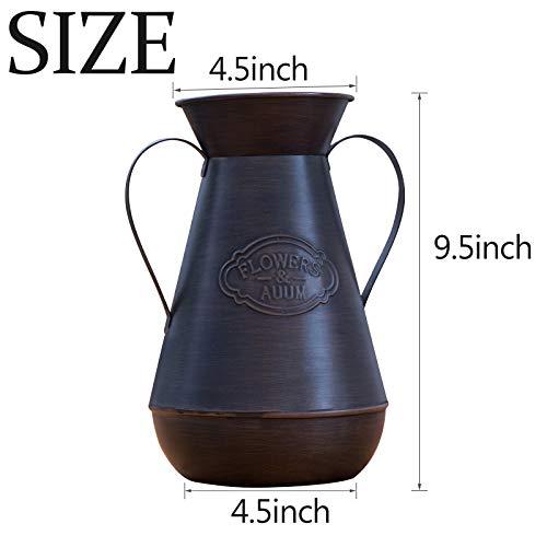 Flower Vase For Decor,Bronze Vintage Metal Vase Handmade,9.5" Vases For Flowers French Rustic Style #TOP6
