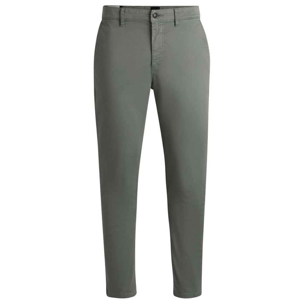 BOSS Men's Tapered Fit Chino Made of Elastic Cotton Satin