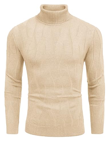 COOFANDY Men's Long Sleeve Turtle Neck Sweater Long Sleeve Ribbed
